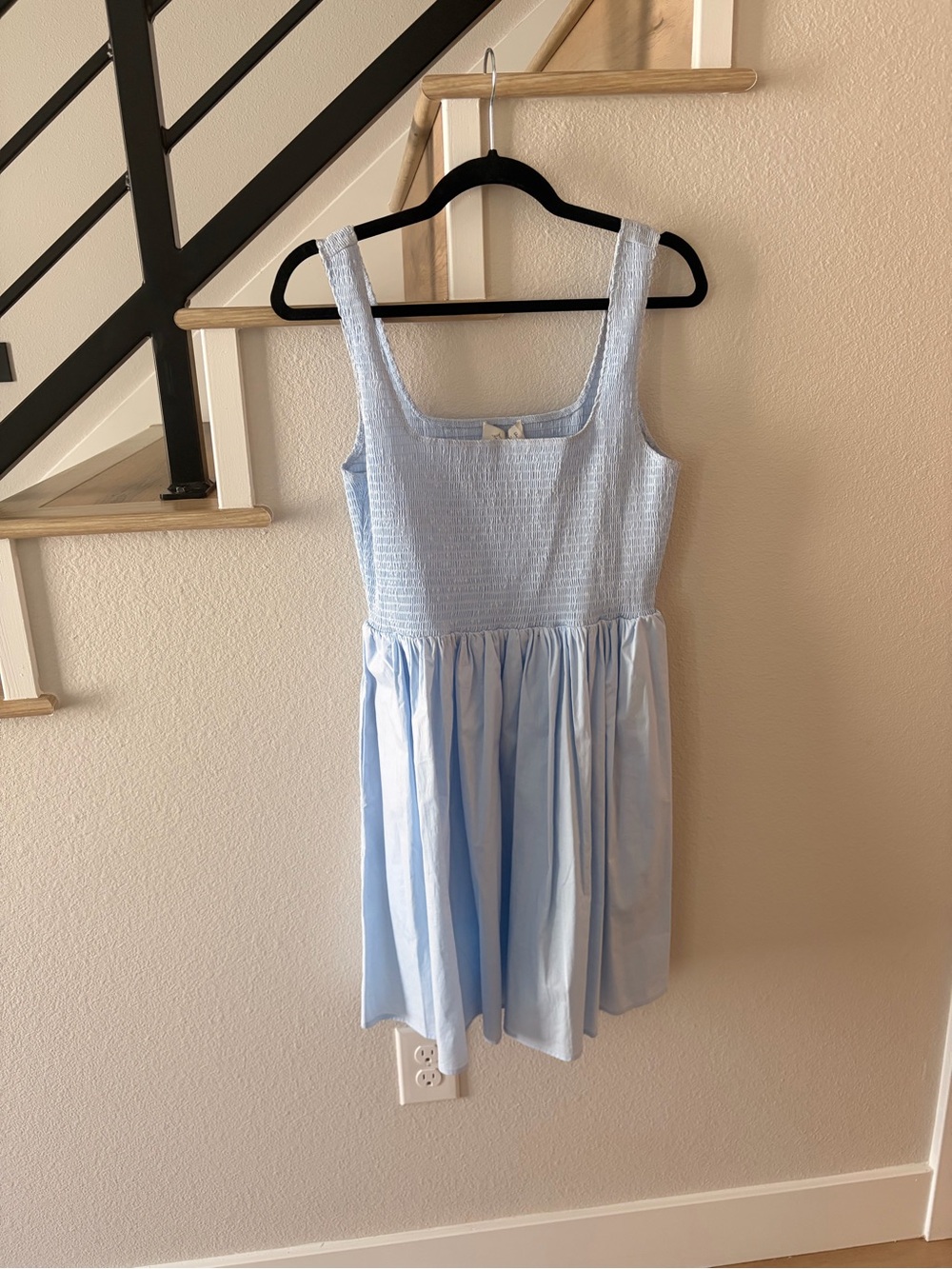 Wayf Light Blue Smocked Dress